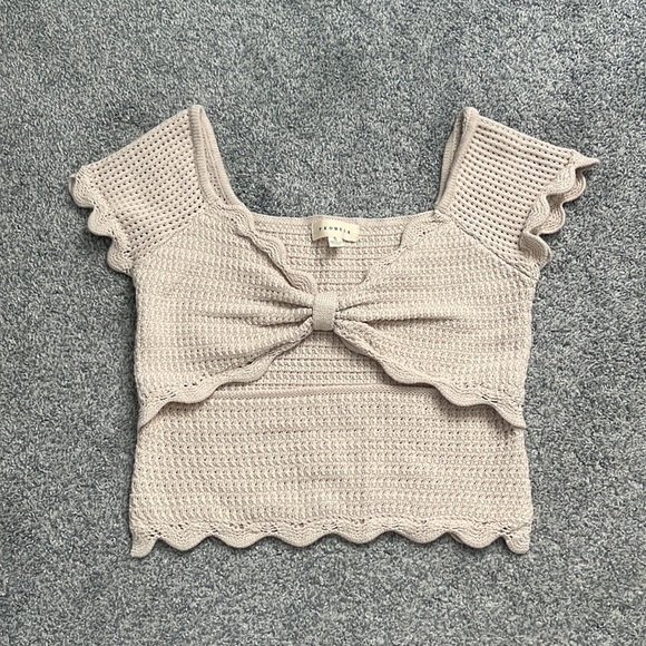 Princess Polly Tops - Beige Knotted Knit Top